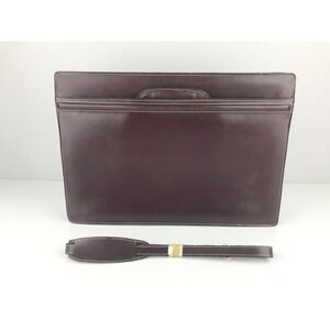 Dilana Classic Leather Briefcase Folio Bag Dark Brown‎ Detachable Strap Business